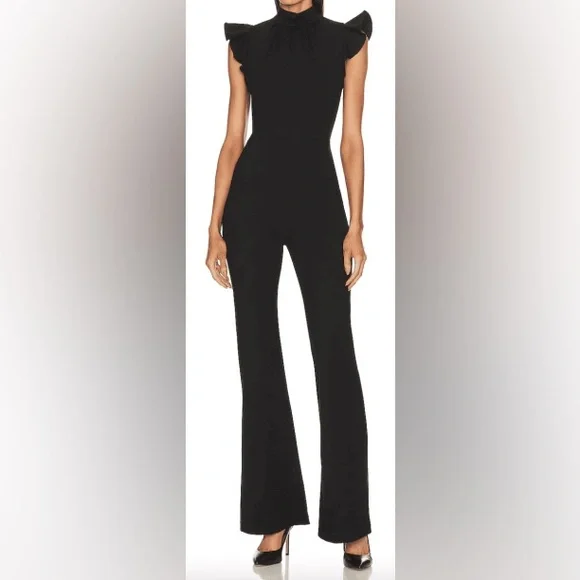 Amanda Uprichard Davina Black Ruffle Sleeve Jumpsuit XS - Picture 11 of 13